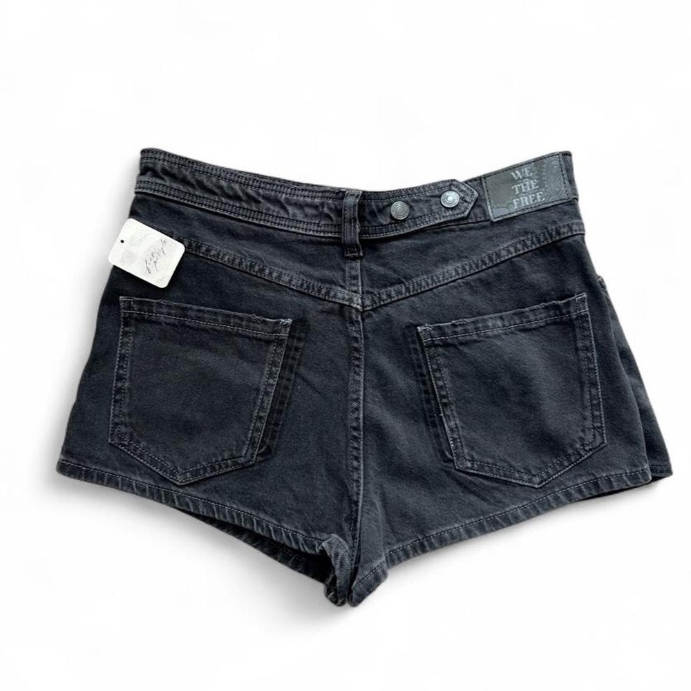 We The Free Free People Black Maxine Denim Skort Micro Mini Size 28 NEW